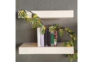 beatineon 6Ft Lighted Artificial Willow Oak Garland with 48 LED Fairy Lights Battery Operated, Faux Vine Lights with Timer for Spring Christmas Holiday Fireplace Décor