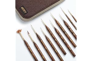 ARTIFY ART SUPPLIES Artify Extreme Detail Paint Brushes, Miniature Paint Brushes for Models/Crafts/Painting, 10pcs Ultra Fine Paint Brush Set with Handbag, Fine Detailing Brushes for Watercolor/Oil/Acrylic