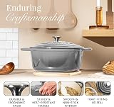 Nuovva Enamelled Cast Iron Dutch Oven 5 Quart Grey with Lid 24cm view 7