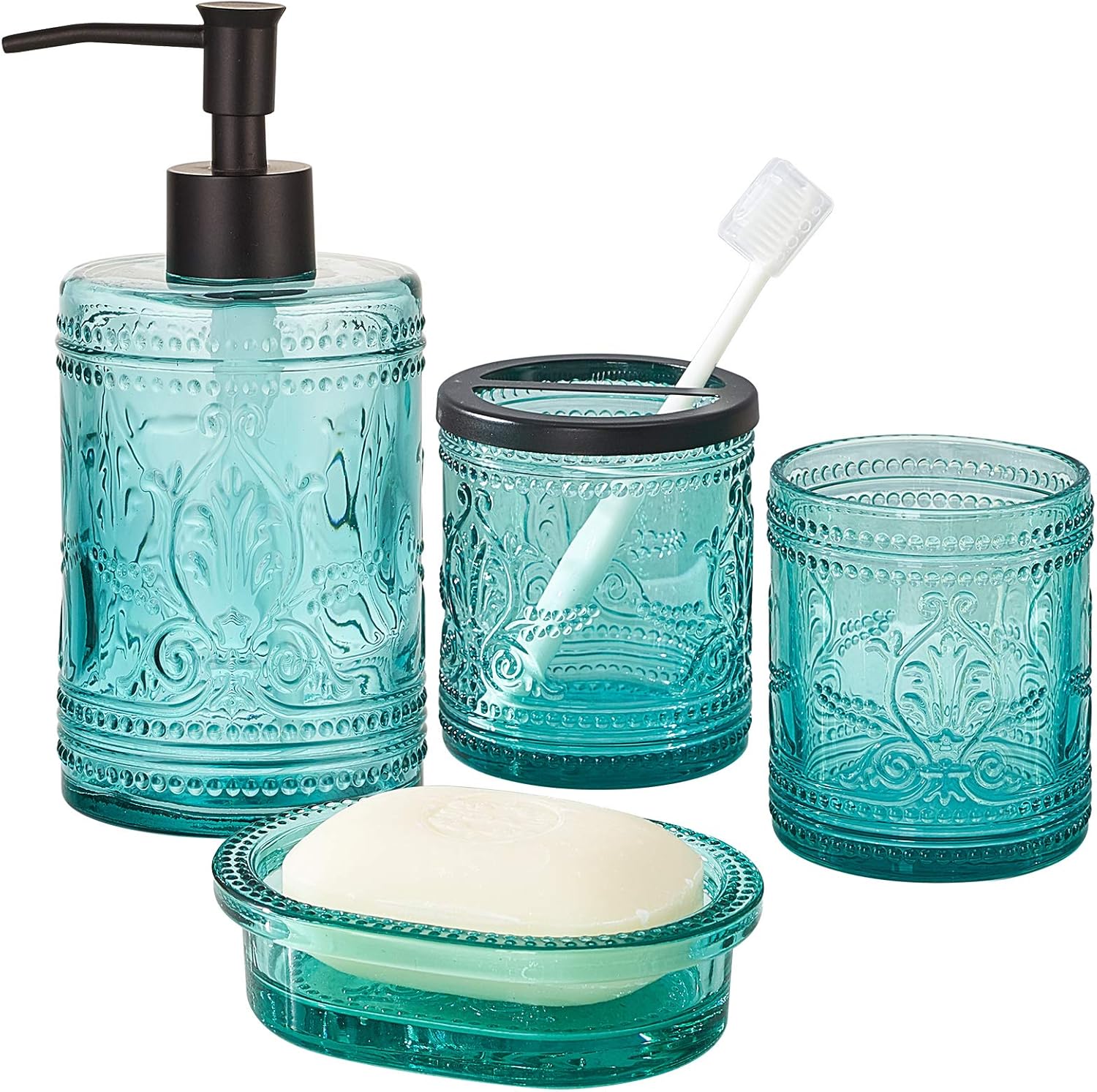 KMWARES Blue Glass Bathroom Accessories Set Buy Online at Best Price
