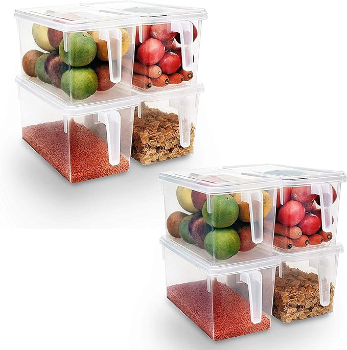 Kurtzy Set of 8 Clear Kitchen Storage Containers Refrigerator Freezer
