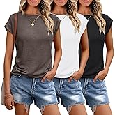 SUNBS 3 Pack Womens Summer Tops Cap Sleeve T Shirts Business Causal Dressy Basic Tee Fashion Trendy Cute Outfits 2026