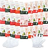 Swiffen 24 Pcs Fruits Beauty Hand Foot Mask Bulk Hydrating Hand Foot Moisturizing Gloves Shea Butter Aloe Mask for Spa Kit Beauty Skincare Galentines Day Gift for Women