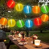 G40 LED Outdoor Lantern String Lights, 27.5FT Multicolor Patio String Lights with 10 Chinese Lanterns, Plug in Nylon Lantern Lights Waterproof UL Listed for Backyard Party Birthday Wedding Christmas