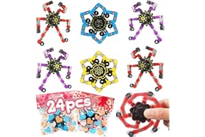 SENGTIN 24 Pack Valentines Day Gifts for Kids School Party Fidget Spinners,DIY Deformable Robot Fingertip Toys,Decompression Spinner,Deformable Creative Mechanical Gyro Toys,Stress Relief Mechanical Chain Toy
