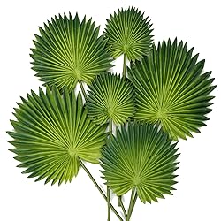 6 Pcs Pu Foam Artificial Palm Leaves Faux Palm