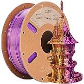 ERYONE Silk Dual Color PLA Filament 3D Printer 1.75mm +/- 0.03mm, Bicolor Filament Two Tone PLA 1KG(2.2lbs) Cardboard Spool, Gold Purple