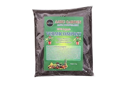Aaru Garden Organic Vermicompost Fertilizer Manure for Plants, 100% Organic, Cow Dung, Fertilizer for Plants, vermicompost for Plants 1 KG*