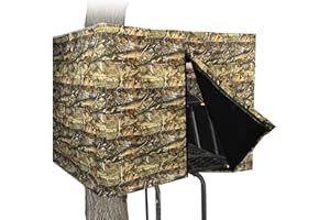 VECACOSIC Tree Stand Blind Kit 138'' X 35.4'' Universal 2 Man Tree Stand Blinds For Deer Hunting Tree Stand Camouflage Silent Tree Stand Skirt Deer Ladder Stand Blind Kit Colorfast Treestand Blind Accessories