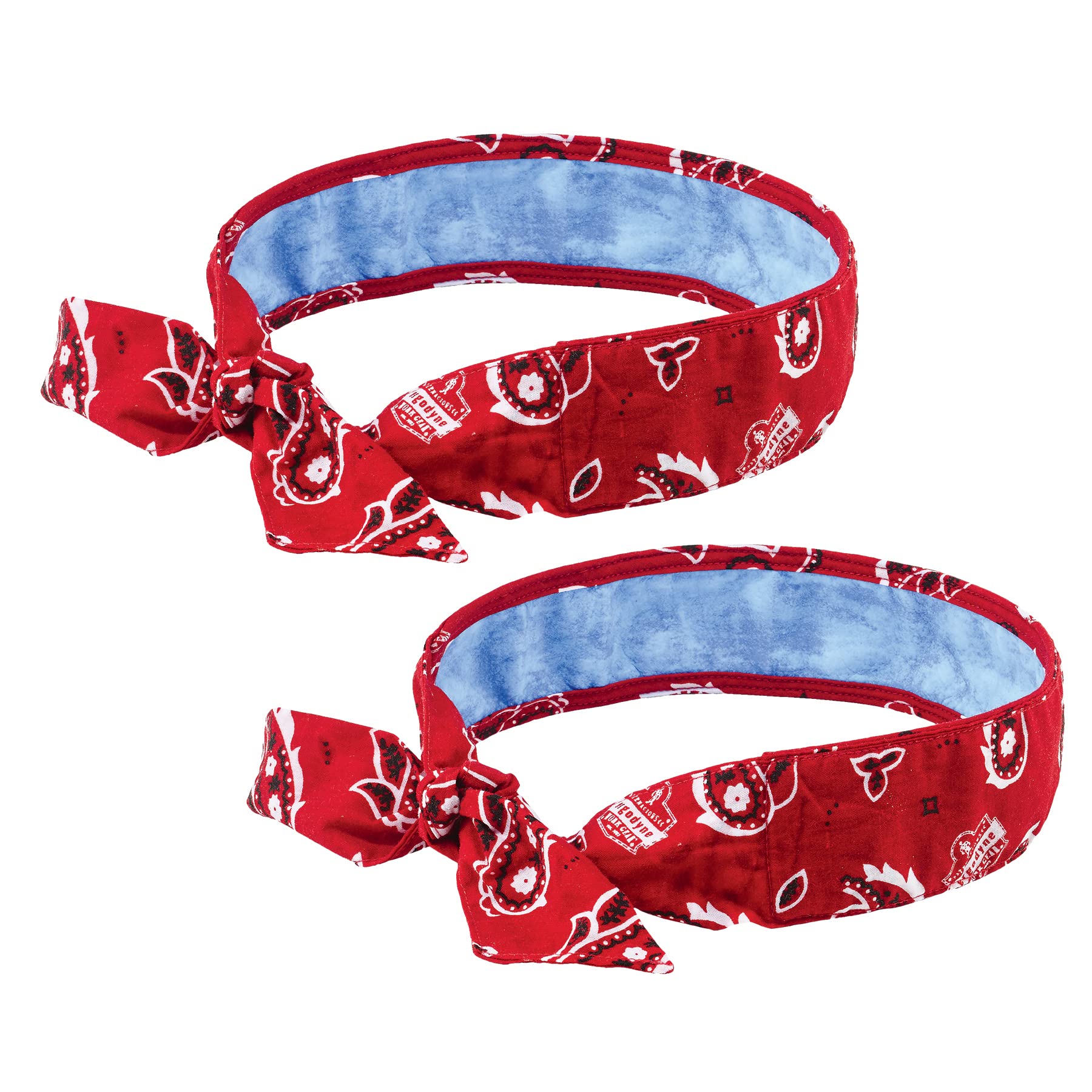 Photo 1 of Ergodyne Chill Its 6700CT Cooling Bandana, Lined with Evaporative PVA Material for Fast Cooling Relief, Tie for Adjustable Fit, Red Western, 2-Pack