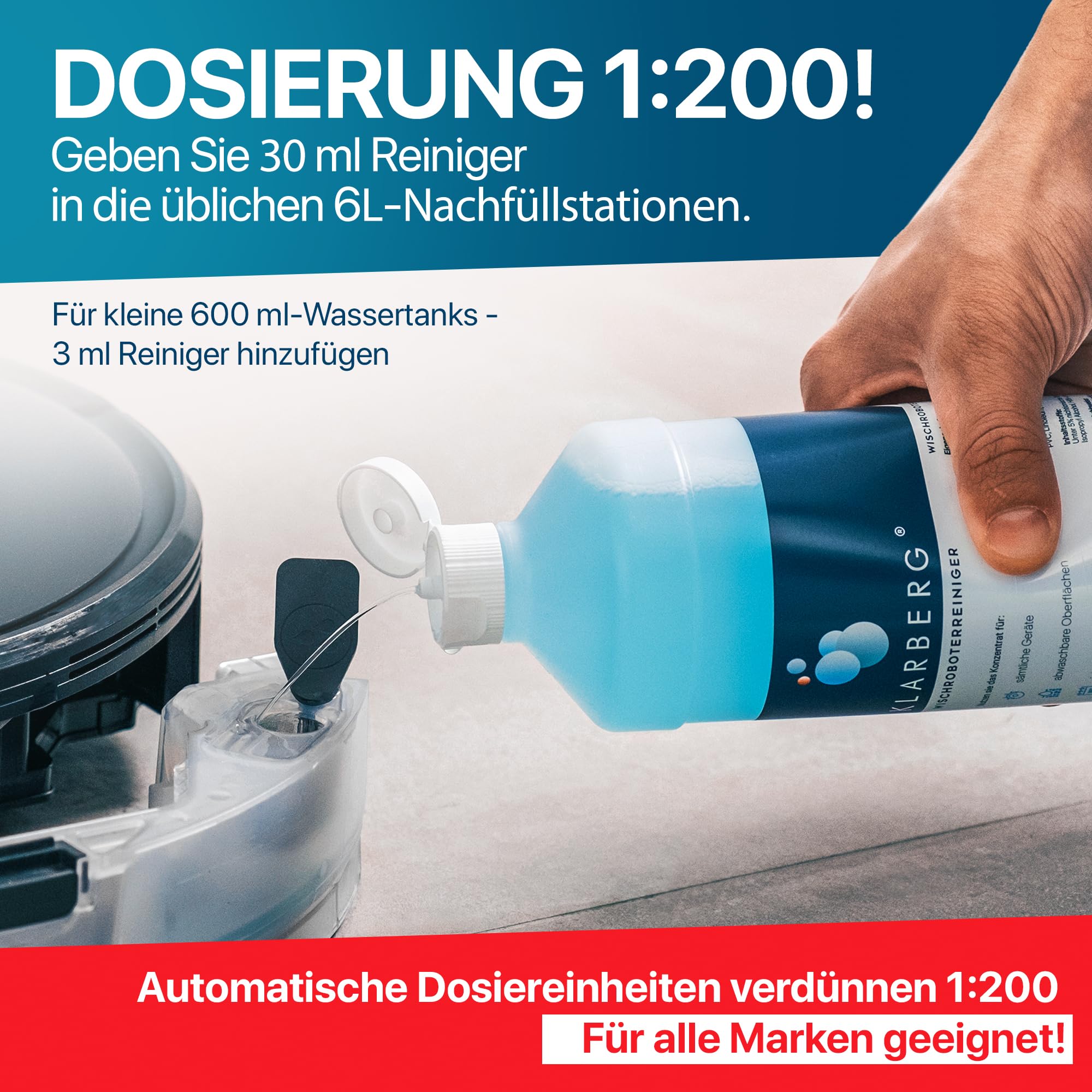 KLARBERG 1L Wischroboter Reinigungsmittel Konzentrat für Boden-/Saugroboter 2