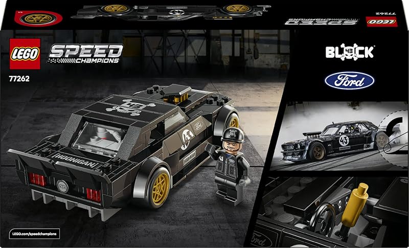 Speed Champions 65 Ford Mustang Hoonicorn V1 de Ken Block - Modelo de Carro de Corrida de Brinquedo de Minifigura de Colecionável - Presente com Potência para Crianças 9+ Anos - 77262