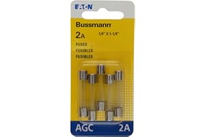 Bussmann BP/AGC-2 2 Amp Fast Acting Glass Tube Fuse, 250V UL Listed Carded, 5-Pack