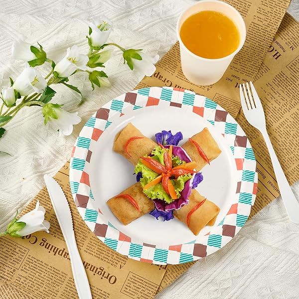 FOCUSLINE 360PACK DISPOSABLE PLATES – 8.375 INCH, SOAK-PROOF & CUT-PROOF BULK PAPER PLATES FOR PARTIES, PICNIC AND FAMILY GATHERINGS