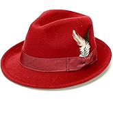 Ultrafun Fedora Hats for Men Women Classic Short Brim Felt Manhatta Fedora Hat with Feathers Band