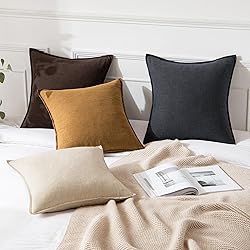 MIULEE Decorative Linen Pillow Covers 20x20 Inch