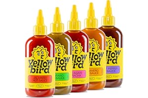 YELLOWBIRD FOODS Yellowbird® Classic Hot Sauce Variety Set 9.8 oz Pantry Size (Mellow to Real Hot | 5 Flavors | Made in Texas)