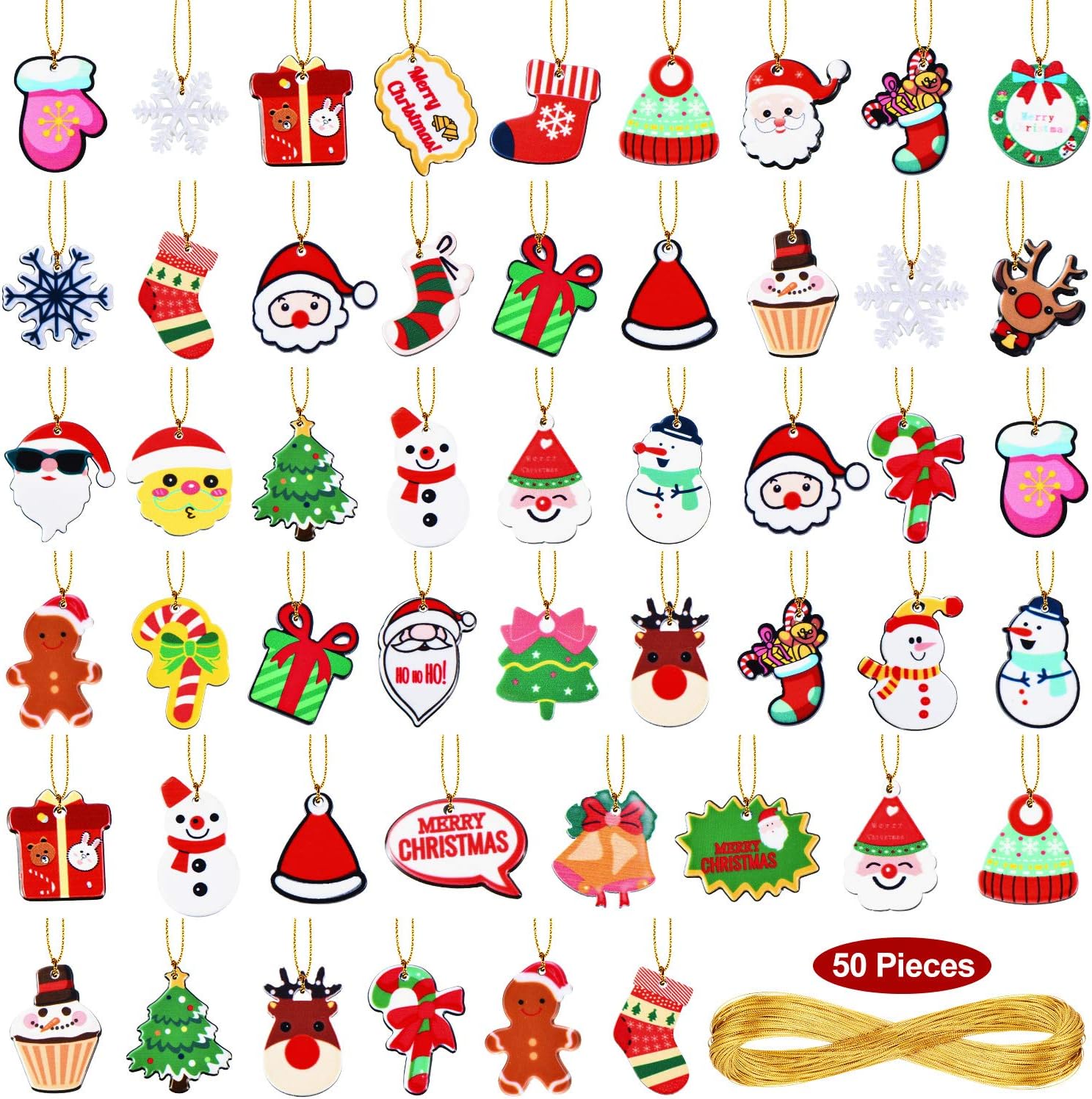 BBTO 50 Pieces Mini Resin Christmas Ornament Christmas Miniature