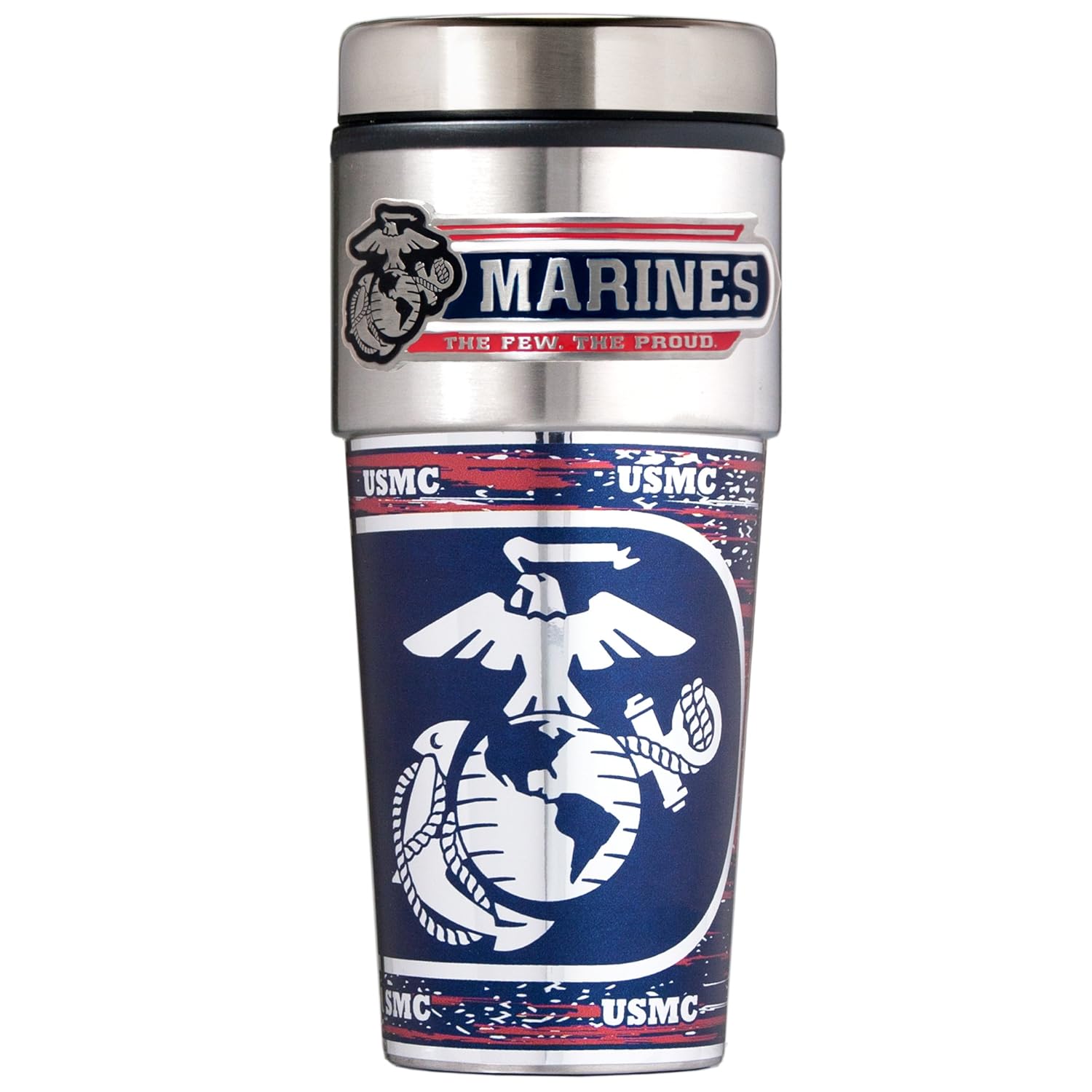 Great American Products Military Travel Tumbler 16 oz Metallic Wrap Metal Logo