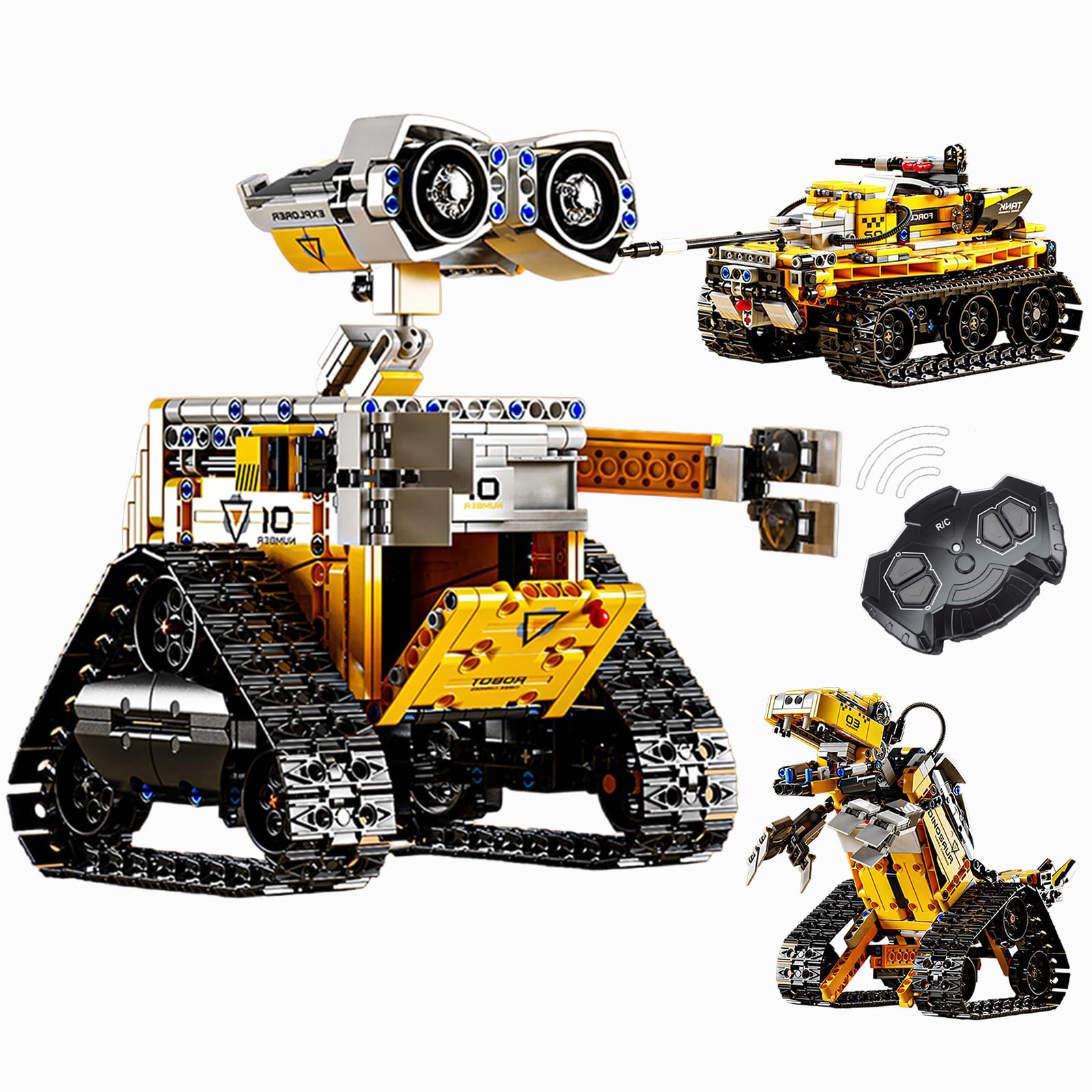 Photo 1 of hhohio Robot Building Set with Remote Control, Tracked RC Robotics Building Toys Kit, 3 in 1 Models | Wall Robot/Mech Dinosaur/Military Tank Assembly Toy for Kids and Adults (632pcs)