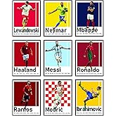 BigWig Prints Soccer Posters - Soccer Decor for Boys Room, Ronaldo & Messi Poster, Mbappe, Neymar, Zlatan Ibrahimovic, Ramos, Modric, World Cup Wall Art, Fifa Art - Unframed Set Of 9 (8x10”)