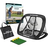 GoSports Chipster PRO Golf Chipping Net - Portable Outdoor &amp; Indoor Golf Practice Target with Hitting Mat and 4 Foam Balls - Best Gifts for Golfers - Black