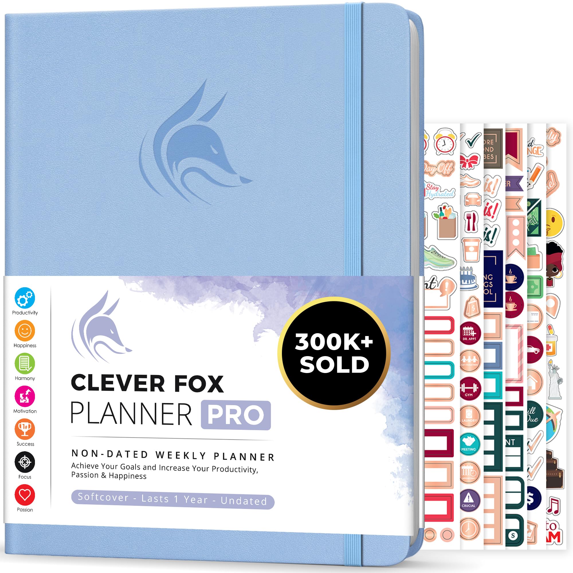 Clever Fox Planner PRO – Weekly & Monthly Life Planner to Increase Productivity, Time Management and Hit Your Goals, 21.5x28cm (Periwinkle)