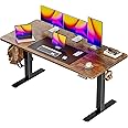 Huuger 55 x 28 Large Electric Standing Desk, Height Adjustable Computer Desk, 27.6" Deep Desktop, Stand up Gaming Office Desk with 2 Hooks, 3 Preset Heights, for Home Office, Rustic Brown