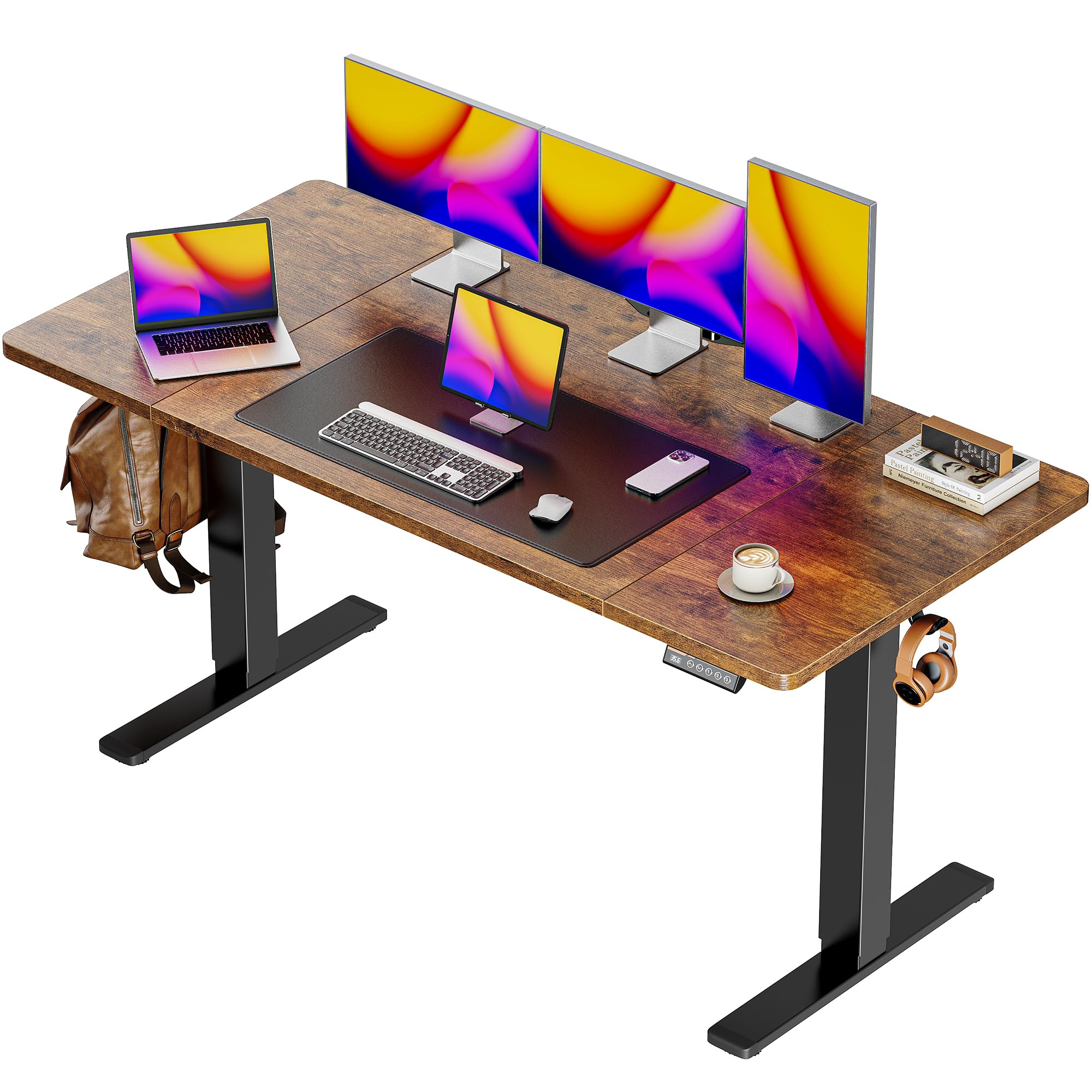 Huuger 55 x 28 Large Electric Standing Desk, Height Adjustable Computer Desk, 27.6