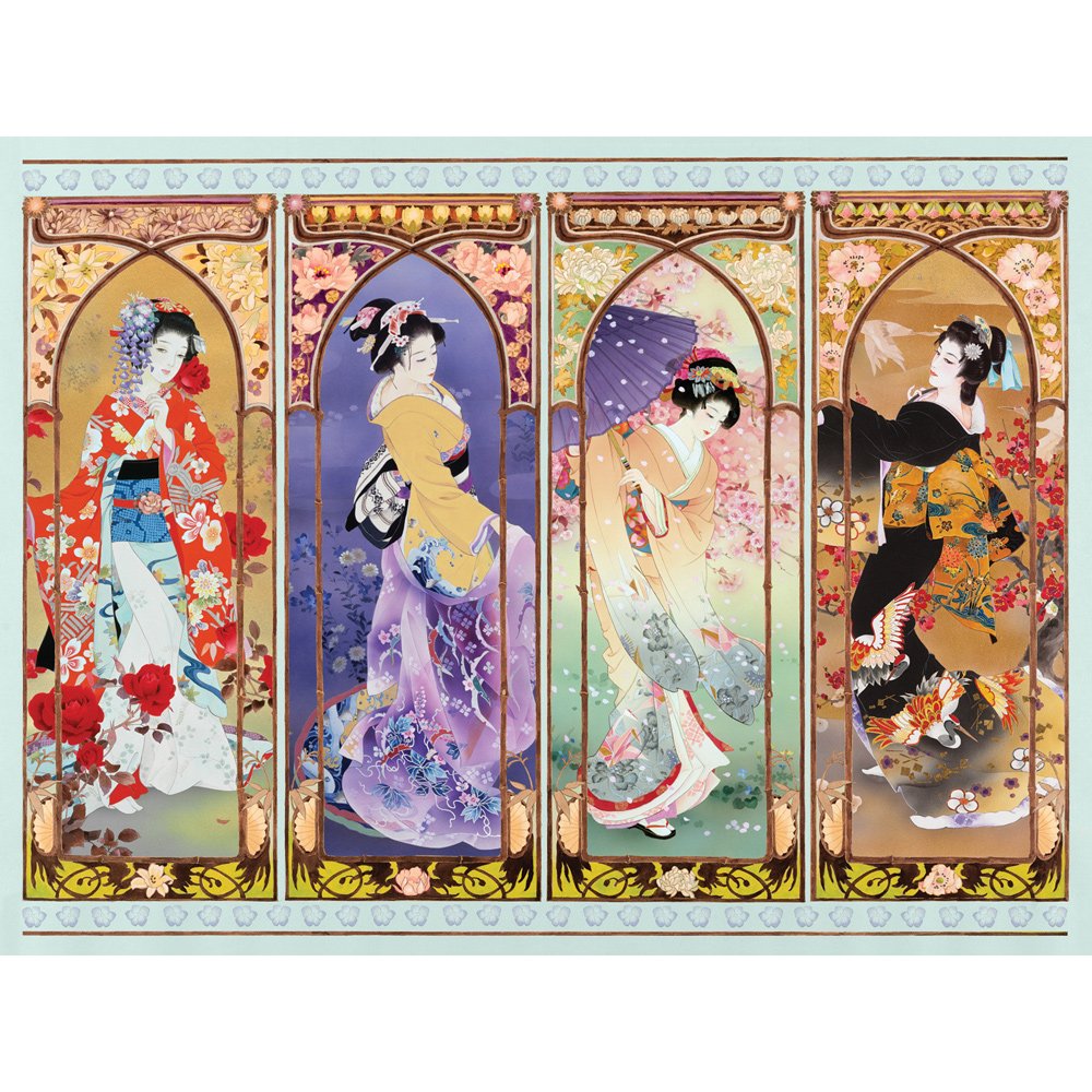 Bits and Pieces - 1000 Piece Jigsaw Puzzle for Adults - Oriental Gate Quilt - 1000 pc Geisha Jigsaw by Artist Haruyo Morita