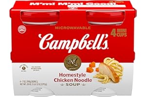 Campbell's 200000027358 Homestyle Chicken Noodle Soup, Perfect Lunch Snack, 7 Ounce Microwavable Cup, 4 Count