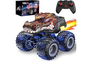BAODLON Remote Control Monster Car, 2.4GHz RC Crocodile Monster Truck Toys for 3 4 5 6 7 8 Years Old Boys Kids, All Terrain RC Truck Off Road with Spray, Light, Rechargeable Battery, Christmas Birthday Gifts