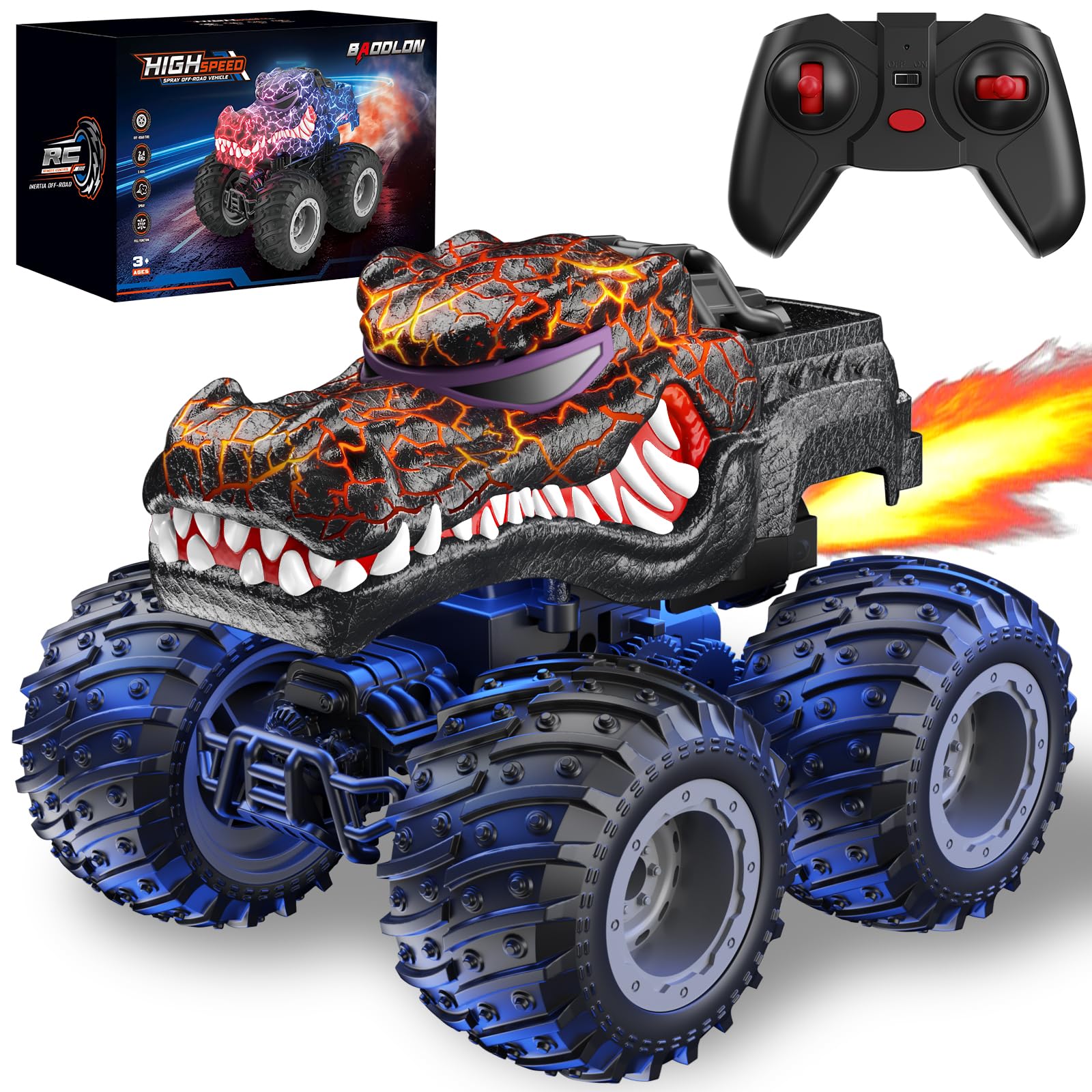 Photo 1 of *** MISSING REMOTE ***Remote Control Monster Car, 2.4GHz RC Crocodile Monster Truck Toys for 3 4 5 6 7 8 Years Old Boys Kids, All Terrain RC Truck Off Road with Spray, Light, Rechargeable Battery, Christmas Birthday Gifts