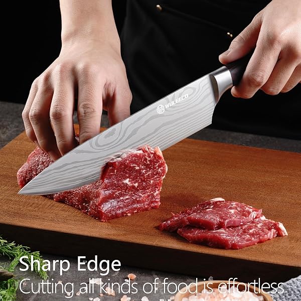 WULEECO KNIFE SET KITCHEN KNIVES – HIGH CARBON STAINLESS STEEL PROFESSIONAL CHEF KNIFE SET OF 3 – RAZOR SHARP JAPANESE COOKING KNIFE, MULTIPURPOSE KITCHEN KNIFE WITH WOODEN HANDLE, PREMIUM GIFT BOX