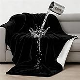 Tisancy Black Waterproof Bed Blanket, 45'' x 40'' Portable Double Side Leakproof Sherpa Flannel Fleece 3 Layer Lightweight Blanket Fits Single Chairs/Travel, Ideal for Small Spots, Absorbs 18oz