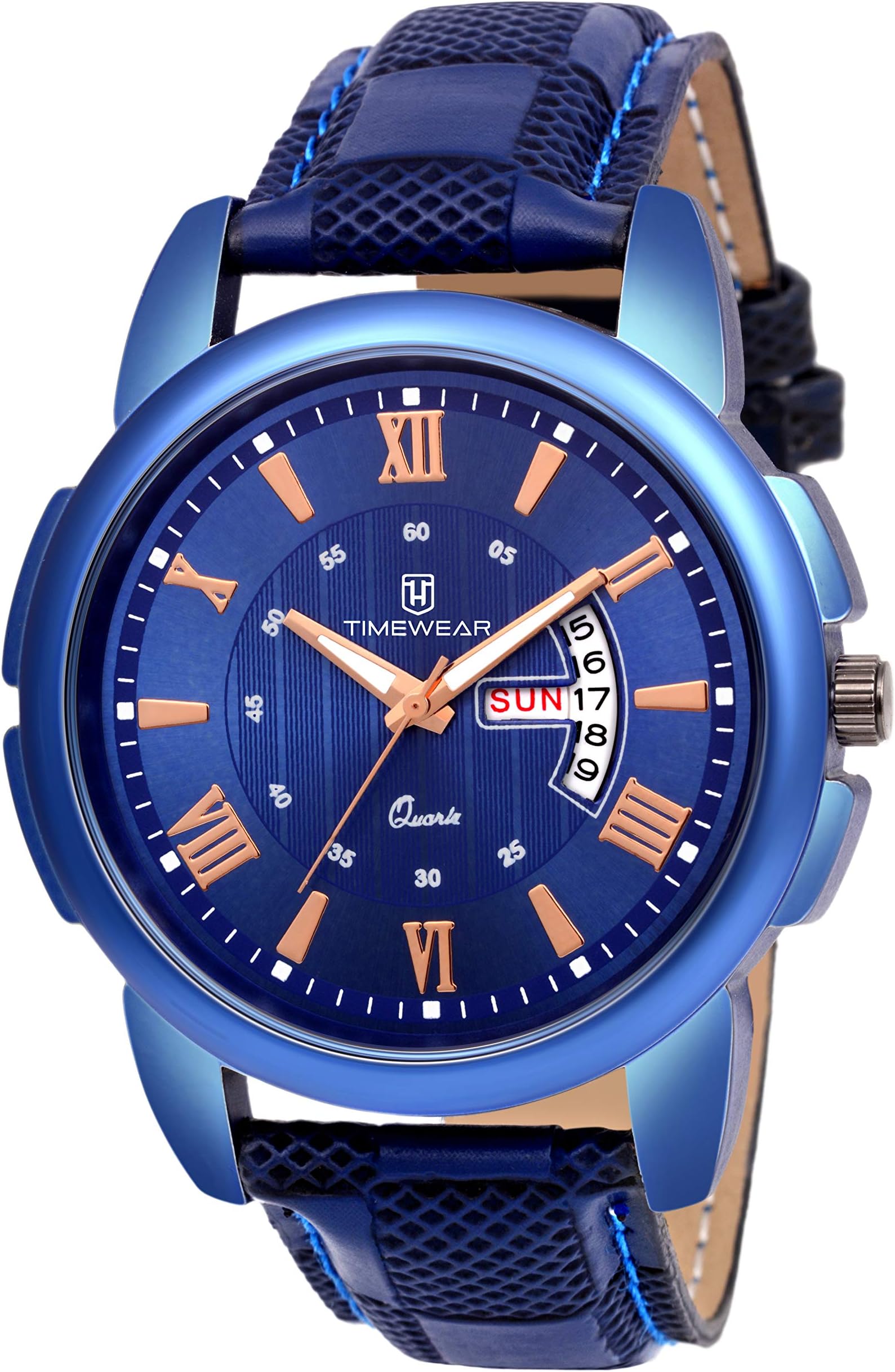 Men's Analog Day Date Functioning Leather Strap Watch [Brown]