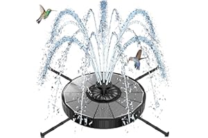 SZMP Solar Fountain with 3 Spray Height, 3.5W Glass Solar Bird Bath Fountain with 4 Adjustable Fixed Rods, and 7 Nozzles, Out