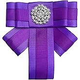 Ribbon Bow Tie Pearl Brooch Bow Pin, Purple Grosgrain Ribbon with Crystal Accent, Decorative Fashion Accessory, Sorority Paraphernalia Brooch Pin for Women Greek, NCNW Inspired Events, Conferences, Luncheons