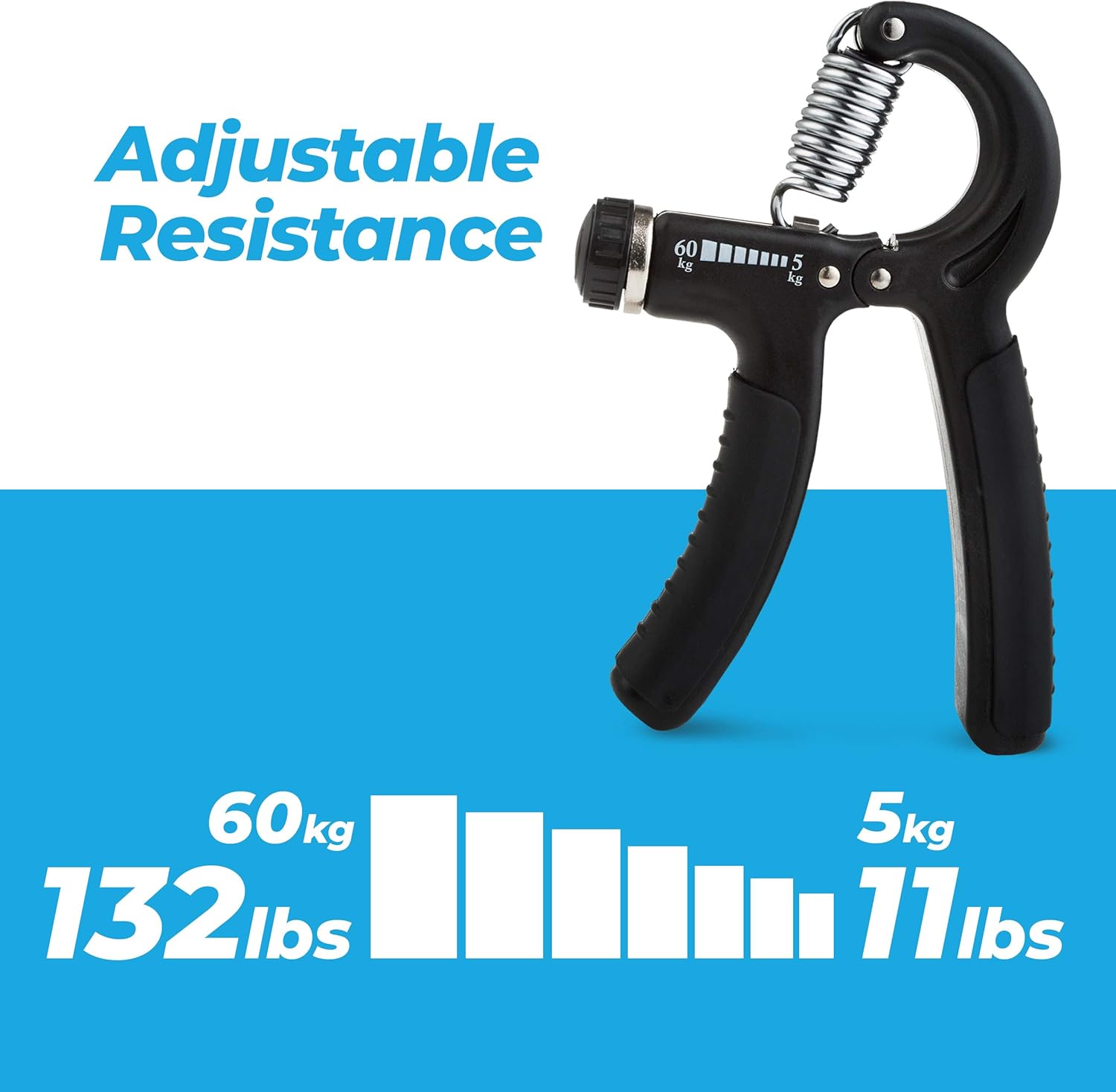 Grip Strength Trainer (Adjustable), Hand Grip Strengthener, Forearm Exerciser, Finger Strengthener Trainer (11 to 132 LB), Wrist Forearm Grip Workout - Home Gym Exercise Equipment, Workout for Home : Sports & Outdoors