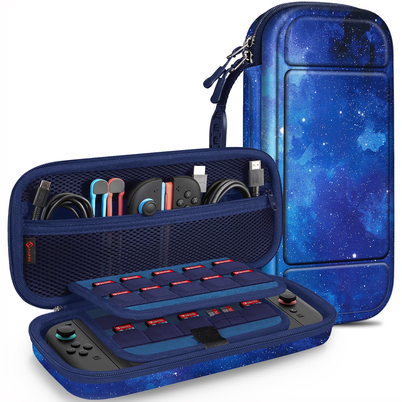 FINTIE Carrying Case for Nintendo Switch 2 (2025), Shockproof Hard Shell Switch 2 Case, Protective Cover Travel Bag with 19 Game Card & 2 Micro SD Card Slots & Inner Pocket, Starry Sky