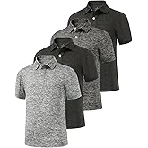 Ullnoy Boys Short Sleeve Polo Shirt Moisture Wicking Golf Shirt Kids School Camp Uniform Shirts Boys 4 Pack