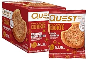 Quest Nutrition Cinnamon Brown Butter Protein Cookie, 15g Protein, 1g Sugar, 2g Net Carbs, Keto Friendly, High Protein, Low Carb; 12 Count