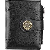 SENDEFN Small Wallets for Women Bifold RFID Blocking Leather Card Holder Compact Wallet with Zipper Coin Pocket
