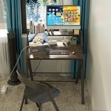 GreenForest Foldable Desk No Assembly Required Small Desk with Monitor Shelf view 2