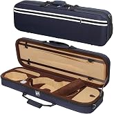 MI&amp;VI NF-5001 Super Lightweight Sturdy Violin Travel Case 4/4 (Full Size) With Reflective Safety Strips | Hygrometer | Adjustable Shoulder Straps | Hard-Shell | High-Density Foam - MIVI Music (Blue)