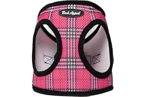 Bark Appeal Raspberry Plaid Step-in Dog Harness for Small-Medium Pets – Updated Sizing, Re-Measuring is Essential – Soft Vest Harness – Anti-Choke with Adjustable Strap & Heavy Duty Clip – M