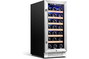 Yeego 15'' Wine Cooler Refrigerator - 33 Bottle Wine Fridge Dual Zone with Modern Touch Intelligent Digital 40°-65°F Low Noise, Built in or Freestanding Wine Cooler for Home and Kitchen