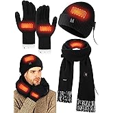 Cutecrop 3 Pcs USB Heated Hat Scarf Gloves Set for Men Women Warm Gift No Power Supply Included