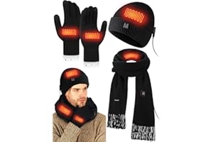 Cutecrop 3 Pcs USB Heated Hat Scarf Gloves Set for Men Women Warm Gift No Power Supply Included