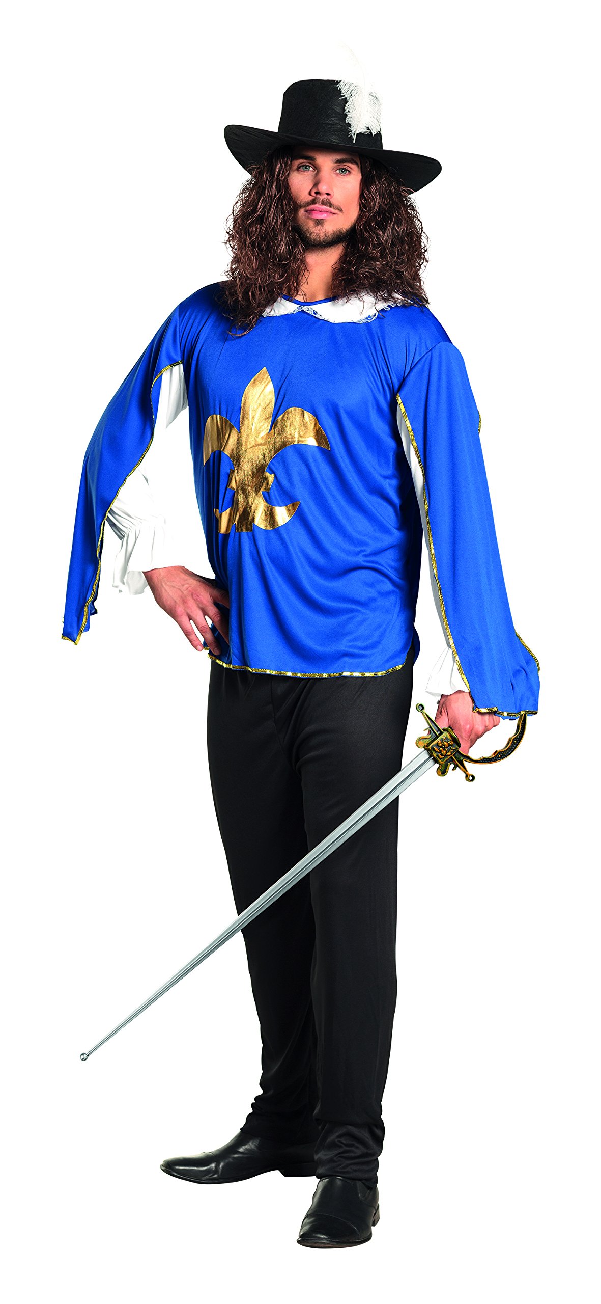 Blue Musketeer Mens Medieval Fancy Dress Book Story Book Day Adult Costume New